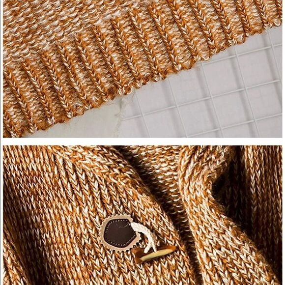 Men's Casual Loose Horn Button Up Mid Long Hooded - Picture 5 of 16